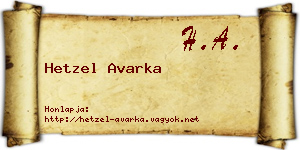 Hetzel Avarka névjegykártya